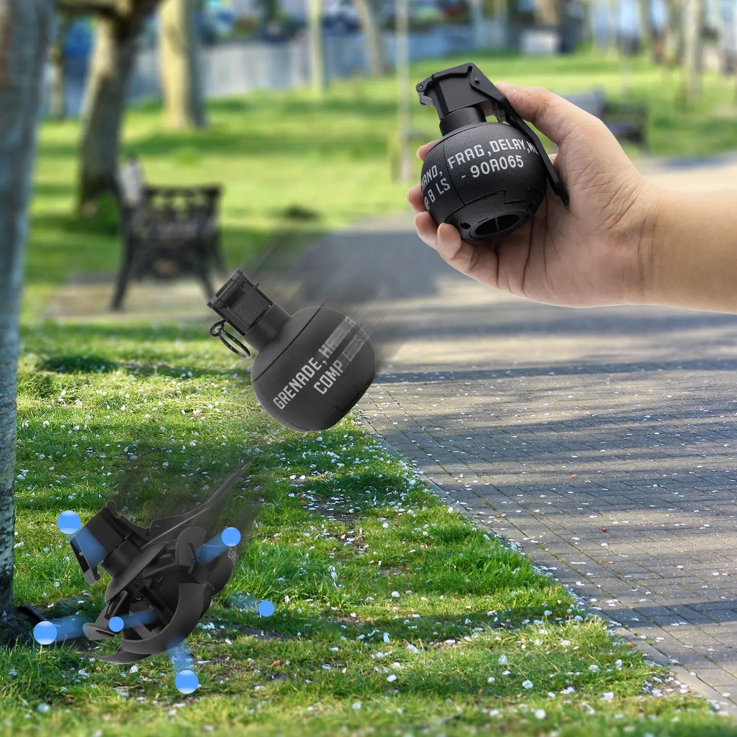 JM  Grenade Model Toy Pull Ring Impact Grenade with 1 Bag Ammo, Tactical Airsoft Paintball Fun Toy for Adults Outdoor CS Game thumbnail 5