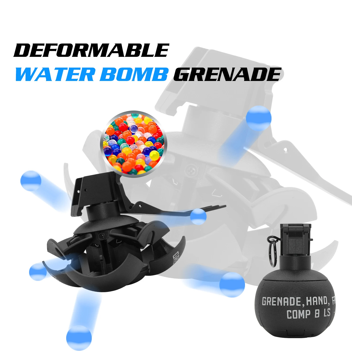 JM  Grenade Model Toy Pull Ring Impact Grenade with 1 Bag Ammo, Tactical Airsoft Paintball Fun Toy for Adults Outdoor CS Game thumbnail 3