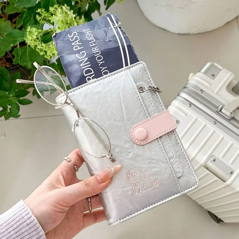 Creative Card Holder PU Passport Bag Cute Puppy Passport Cover Passport Clip Ticket Holder Multifunctional Travel Wallet Men thumbnail 5