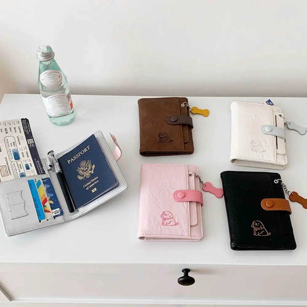 Creative Card Holder PU Passport Bag Cute Puppy Passport Cover Passport Clip Ticket Holder Multifunctional Travel Wallet Men thumbnail 3