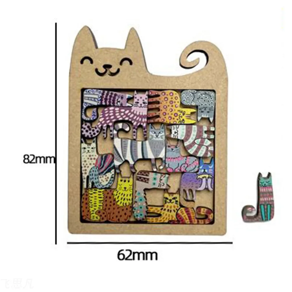Wooden Puzzle IQ Brain Teaser Toys Cat Shaped Laser Cut Kids Learning Educational Gift Montessori Thinking Training for Children thumbnail 4