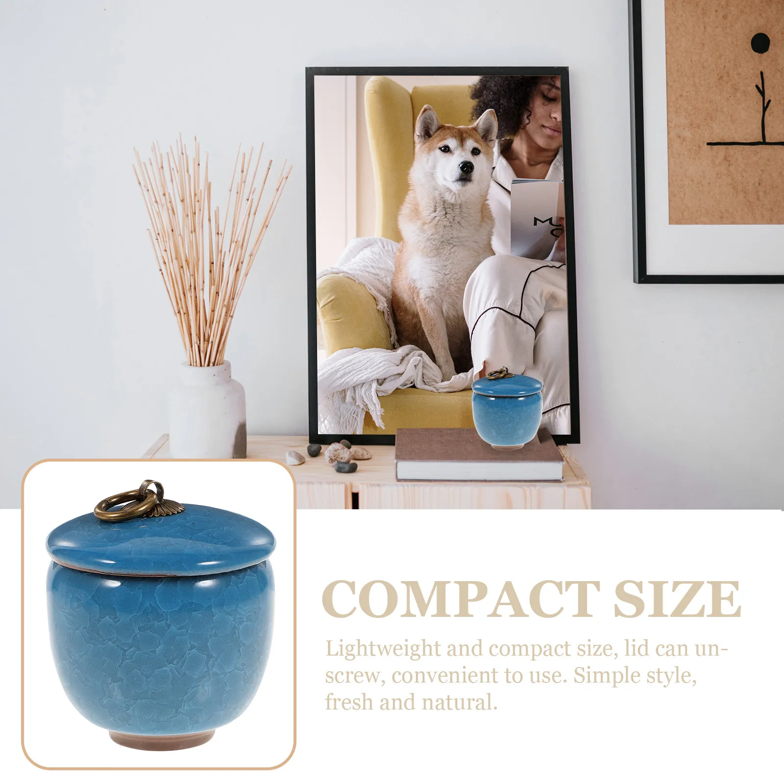 Elegant Minimalist Pet Cremation Urn Ceramic Pet Ash Jar for Dogs Cats Robust Non-Fade Non-Rust Compact Sealed Ashes Holder thumbnail 4