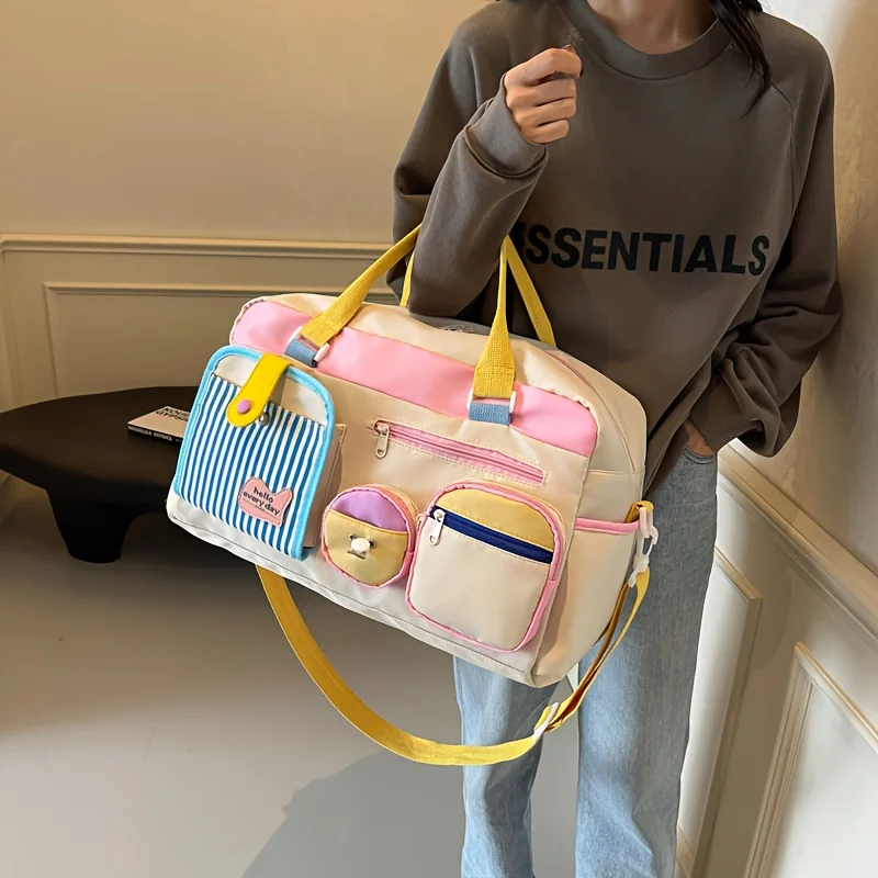 Women Travel Bag Lightweight Gym Yoga Swim Tote for Short Trips Airplane Carry On Dopamine Luggage thumbnail 2