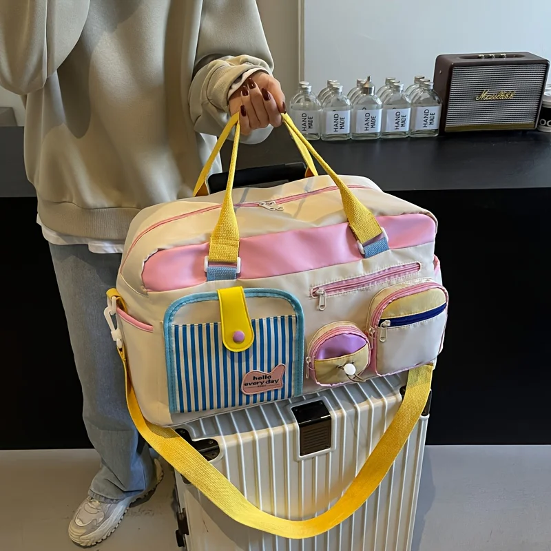 Women Travel Bag Lightweight Gym Yoga Swim Tote for Short Trips Airplane Carry On Dopamine Luggage thumbnail 3