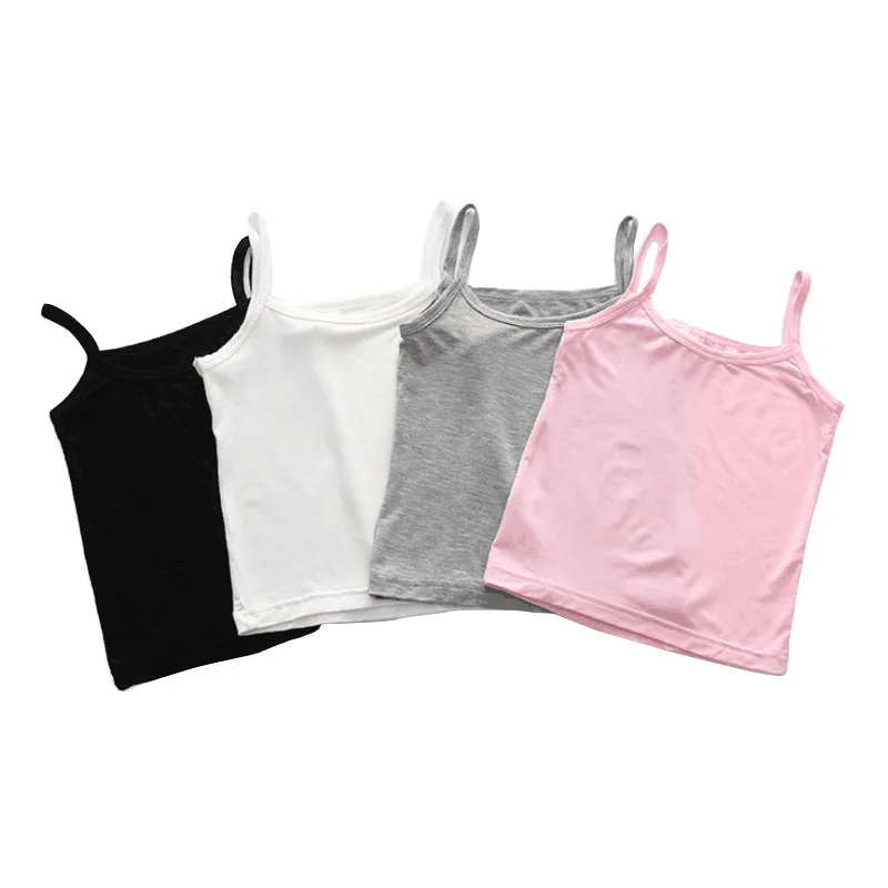 Girls Solid Color Modal Tank Top Soft Breathable Underwear Baby Girl Undershirt Singlet for Sizes 100-160