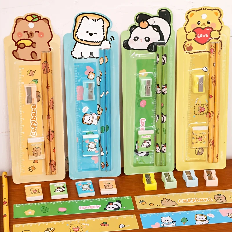 4/8Sets Pencil Stationery Set with Eraser Multipurpose Writing Tool for Student Prize Party Favor School Supply thumbnail 3