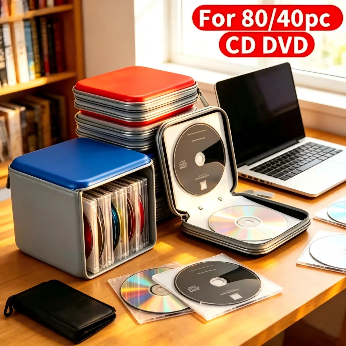 40 Capacity Compression CD Package Portable CD DVD Case EVA Storage Bag with Zipper for Home Office Car CD Box Accessories thumbnail 2