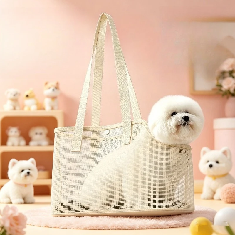 Breathable Mesh Pet Carrier Bag Portable Summer Tote Bag for Small Dogs Cats Rabbits Outdoor Travel Pet Supplies
