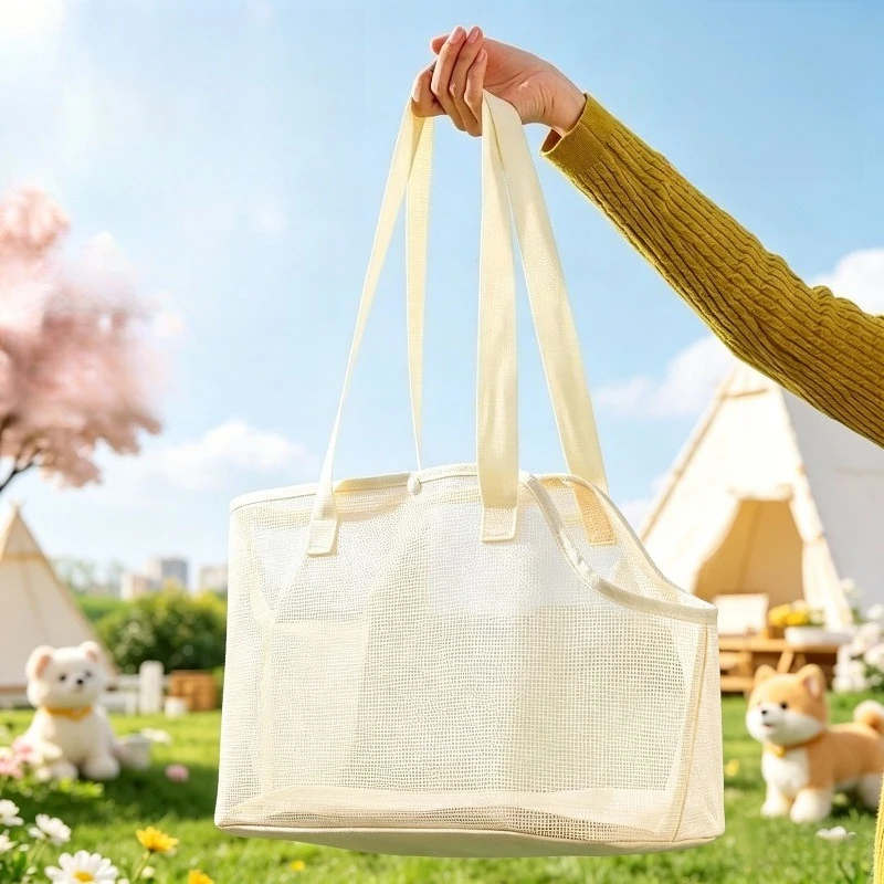 Breathable Mesh Pet Carrier Bag Portable Summer Tote Bag for Small Dogs Cats Rabbits Outdoor Travel Pet Supplies thumbnail 4