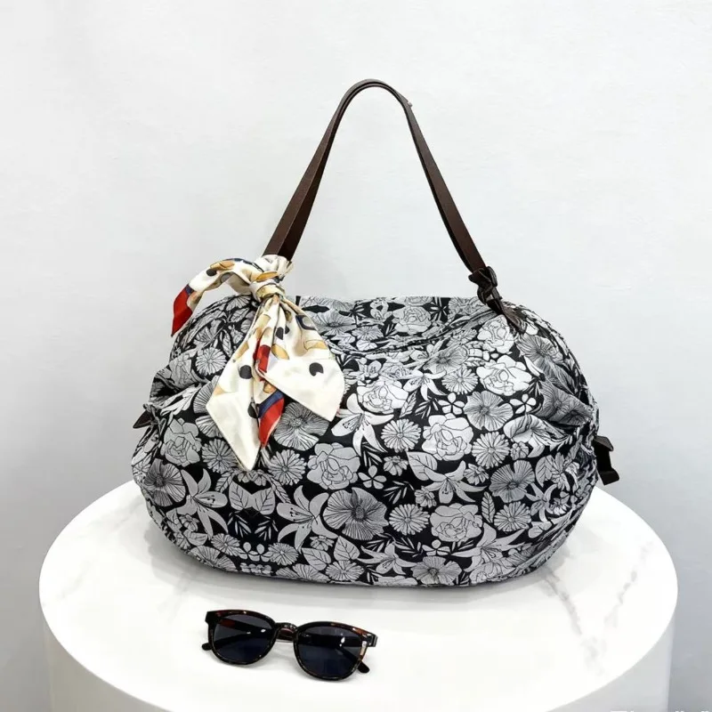 Foldable Travel Single Shoulder Bag Storage Oxford Cloth Thickened Shopping Bag Portable Fashion Japanese Style Leisure Travel thumbnail 2