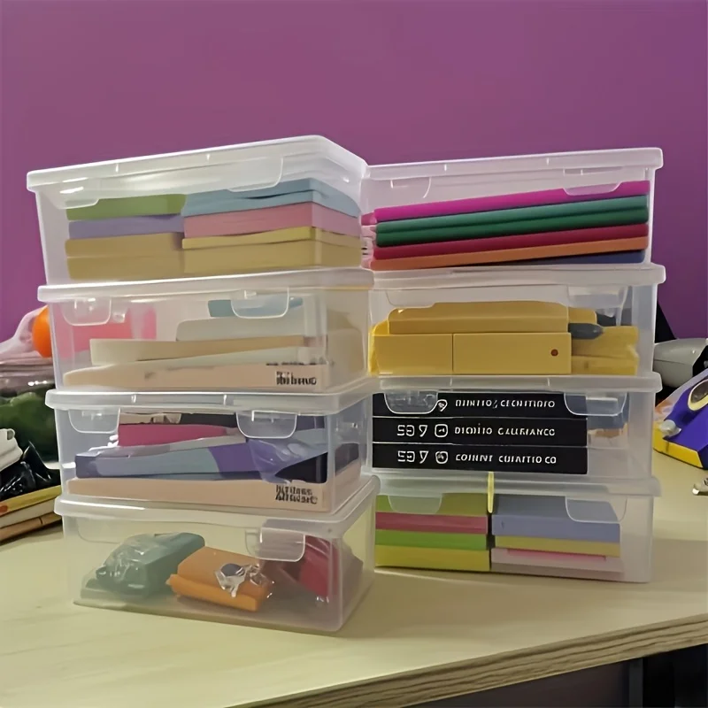 4 Pcs Large Transparent Storage Box Suitable for Offices Art And Handicrafts storage Stackable Snap on Lid Design Storage Box thumbnail 2