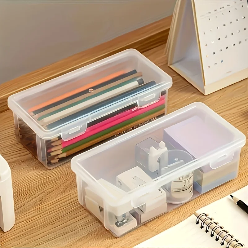 4 Pcs Large Transparent Storage Box Suitable for Offices Art And Handicrafts storage Stackable Snap on Lid Design Storage Box thumbnail 3