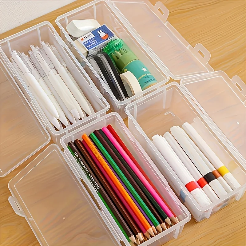 4 Pcs Large Transparent Storage Box Suitable for Offices Art And Handicrafts storage Stackable Snap on Lid Design Storage Box thumbnail 4