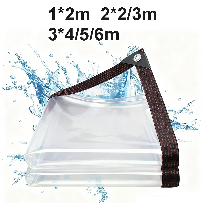 Waterproof Tarp PE Clear Tarpaulin Cover Film With Grommets Garden Balcony Patio Canopy Awnings Tarp Winter Plants Greenhouse