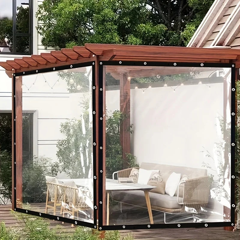 Waterproof Tarp PE Clear Tarpaulin Cover Film With Grommets Garden Balcony Patio Canopy Awnings Tarp Winter Plants Greenhouse thumbnail 2