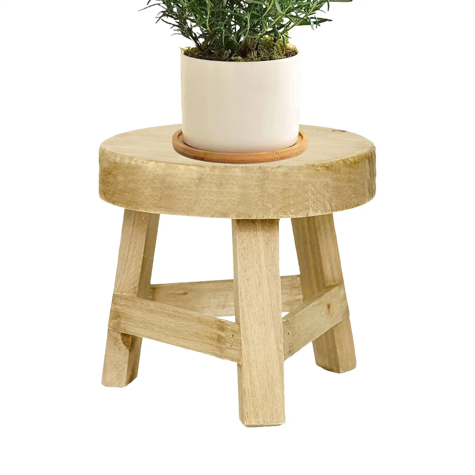 Plant Stool Wooden Small Round Riser Indoor Plant Stool Planter Stands for Outdoor Garden Backyard Farmhouse Balcony Table Home