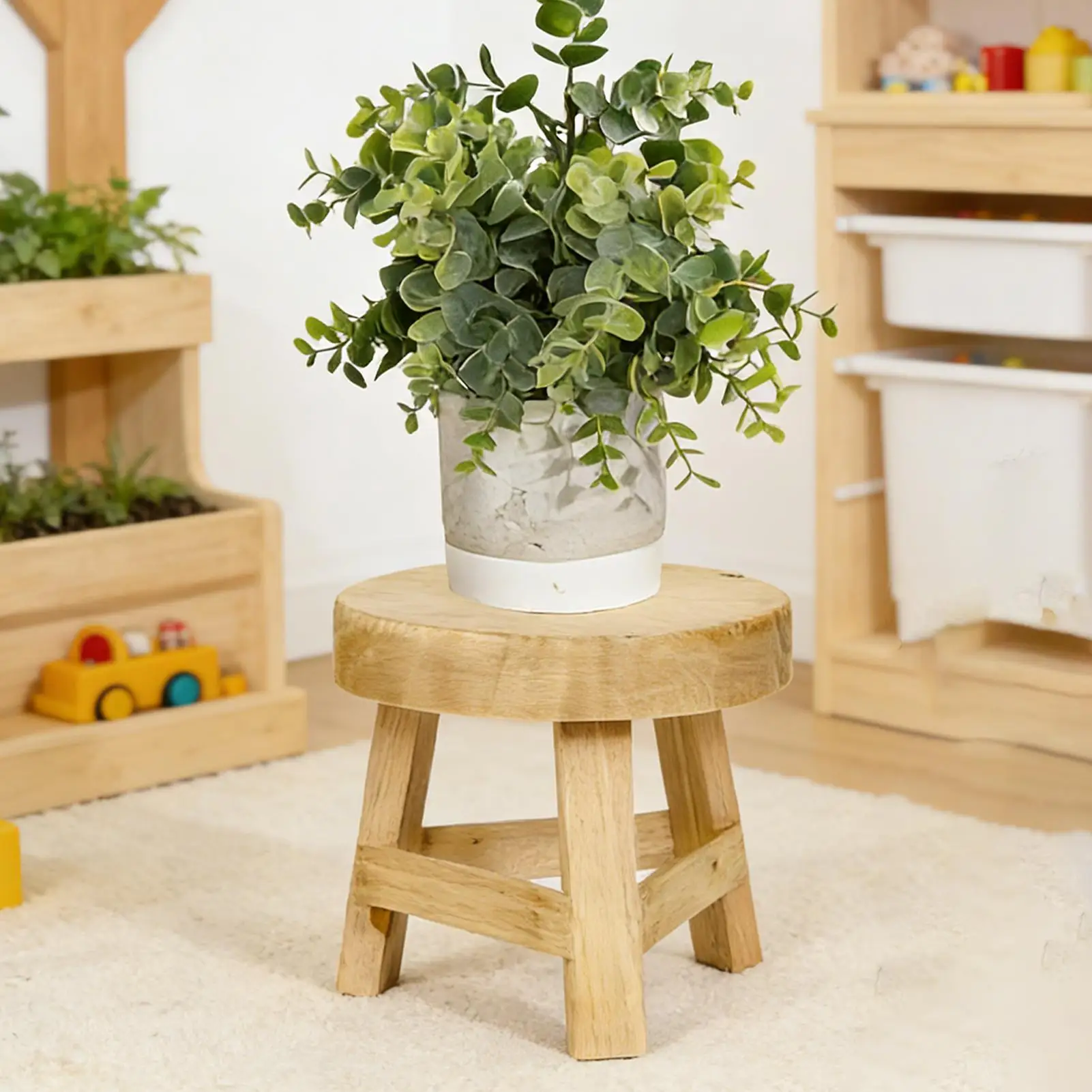 Plant Stool Wooden Small Round Riser Indoor Plant Stool Planter Stands for Outdoor Garden Backyard Farmhouse Balcony Table Home thumbnail 2