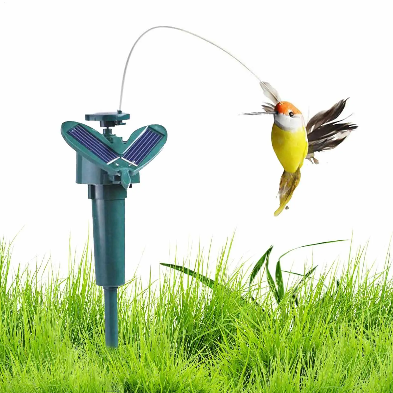 Solar Fluttering Hummingbird Creative Simulation Auto Flying Hummingbird Artificial Feathers Funny Color Garden Ornaments