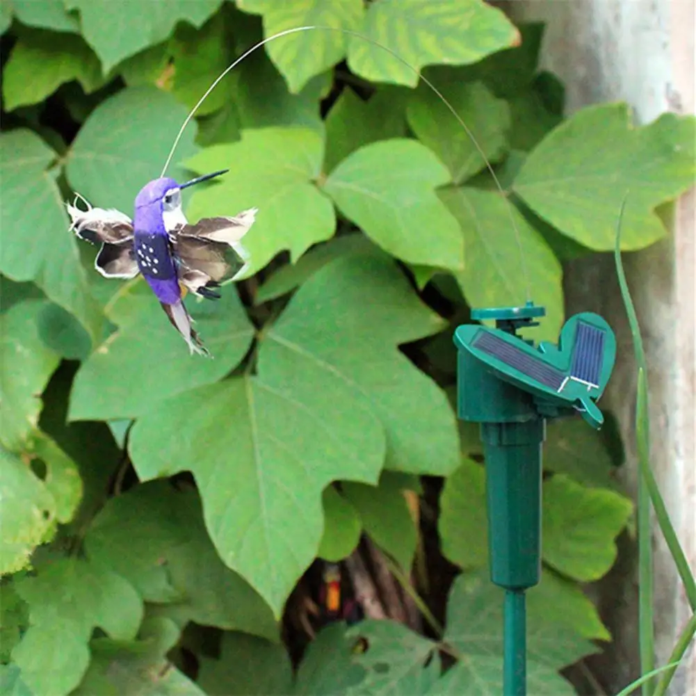 Solar Fluttering Hummingbird Creative Simulation Auto Flying Hummingbird Artificial Feathers Funny Color Garden Ornaments thumbnail 3
