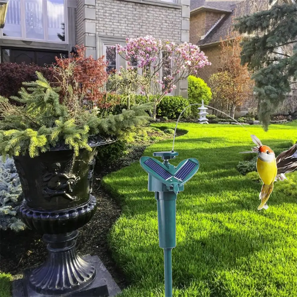 Solar Fluttering Hummingbird Creative Simulation Auto Flying Hummingbird Artificial Feathers Funny Color Garden Ornaments thumbnail 5