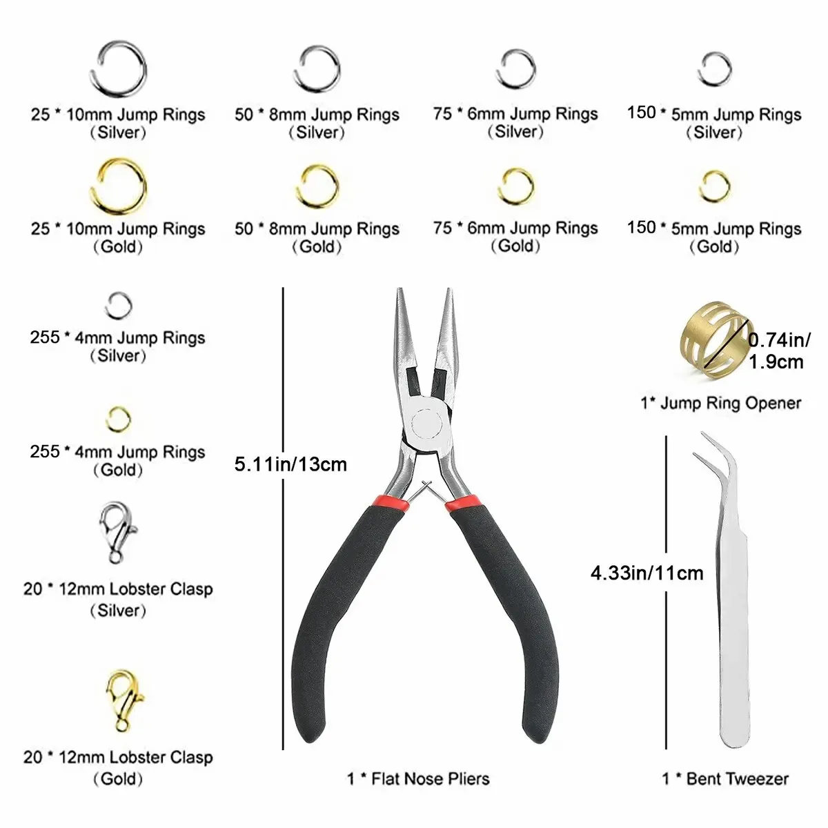 1Box Jewelry Findings Kits Open Jump Rings Lobster Clasps Hooks Pliers Tweezers for DIY Bracelet Necklace Jewelry Making thumbnail 5