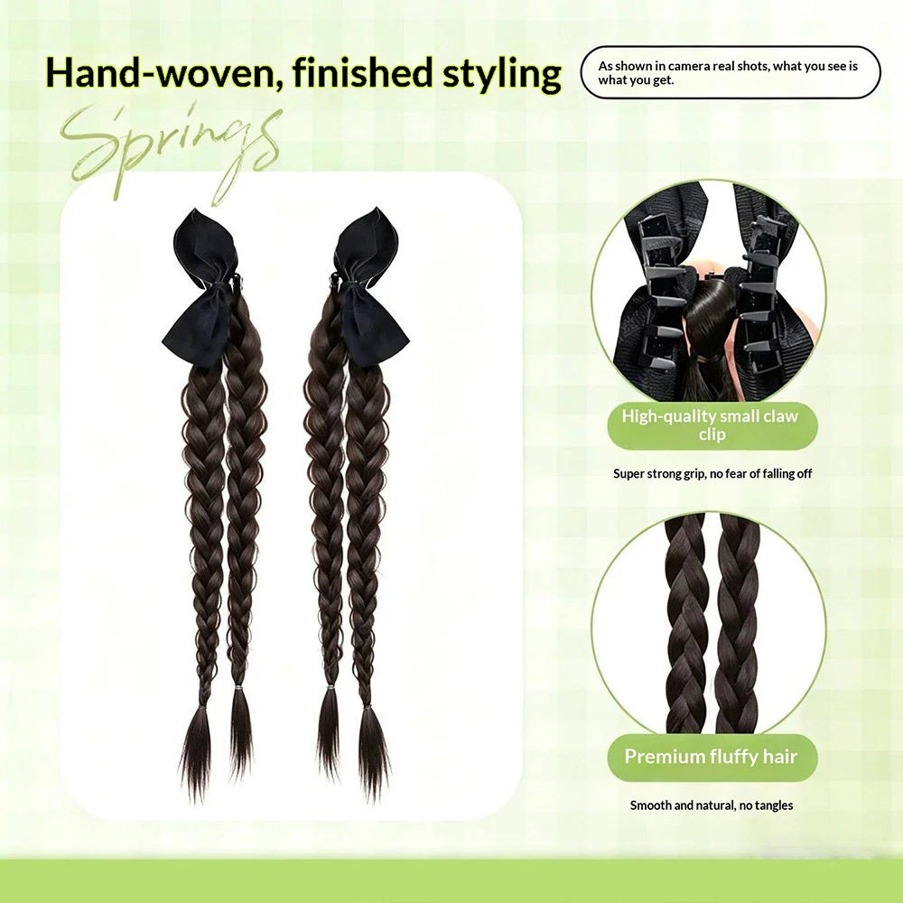2Pcs Bow Synthetic Ponytail Hairpiece for Women Heat Resistant Natural Soft Easy Wear Daily Party Wedding Fashion Hair Decor thumbnail 3