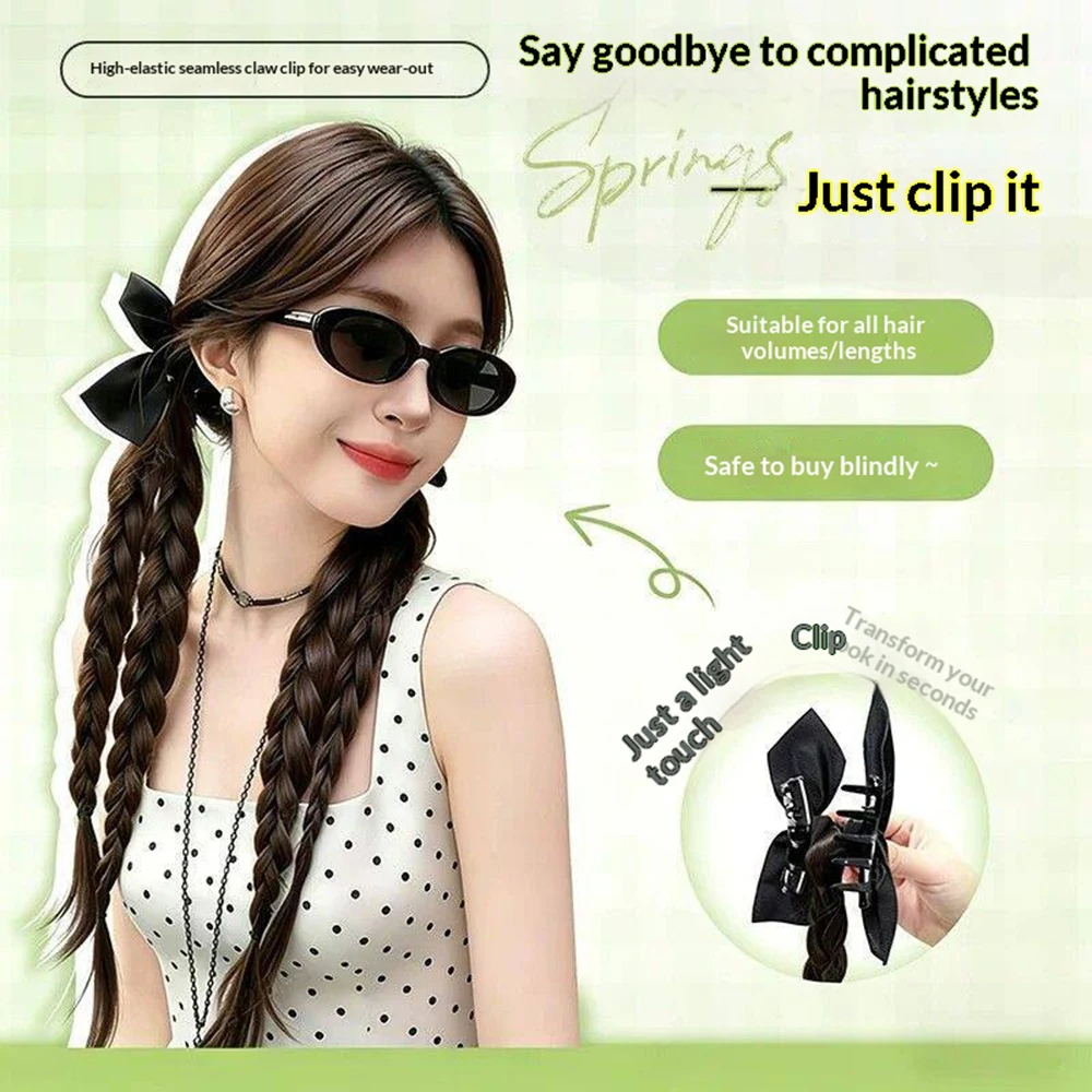 2Pcs Bow Synthetic Ponytail Hairpiece for Women Heat Resistant Natural Soft Easy Wear Daily Party Wedding Fashion Hair Decor thumbnail 5