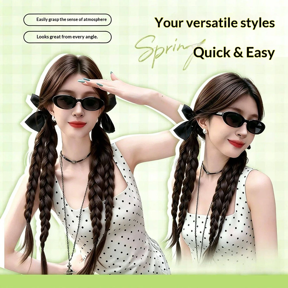 2Pcs Bow Synthetic Ponytail Hairpiece for Women Heat Resistant Natural Soft Easy Wear Daily Party Wedding Fashion Hair Decor thumbnail 6