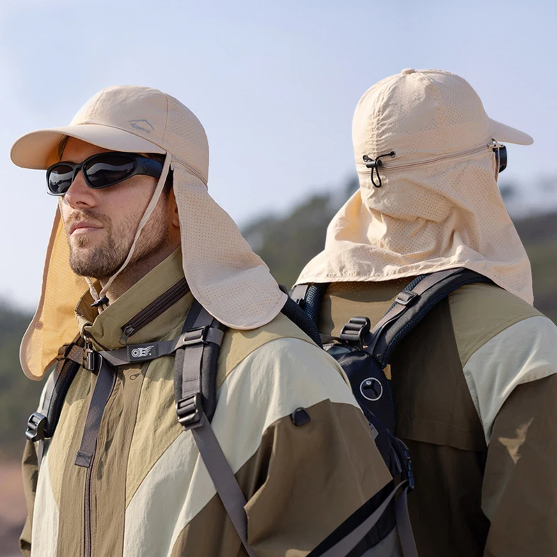 Summer UV Protection Sun Hat with Neck Flap, Quick Dry Waterproof Outdoor Baseball Cap for Men Women Hiking Fishing Camping thumbnail 2