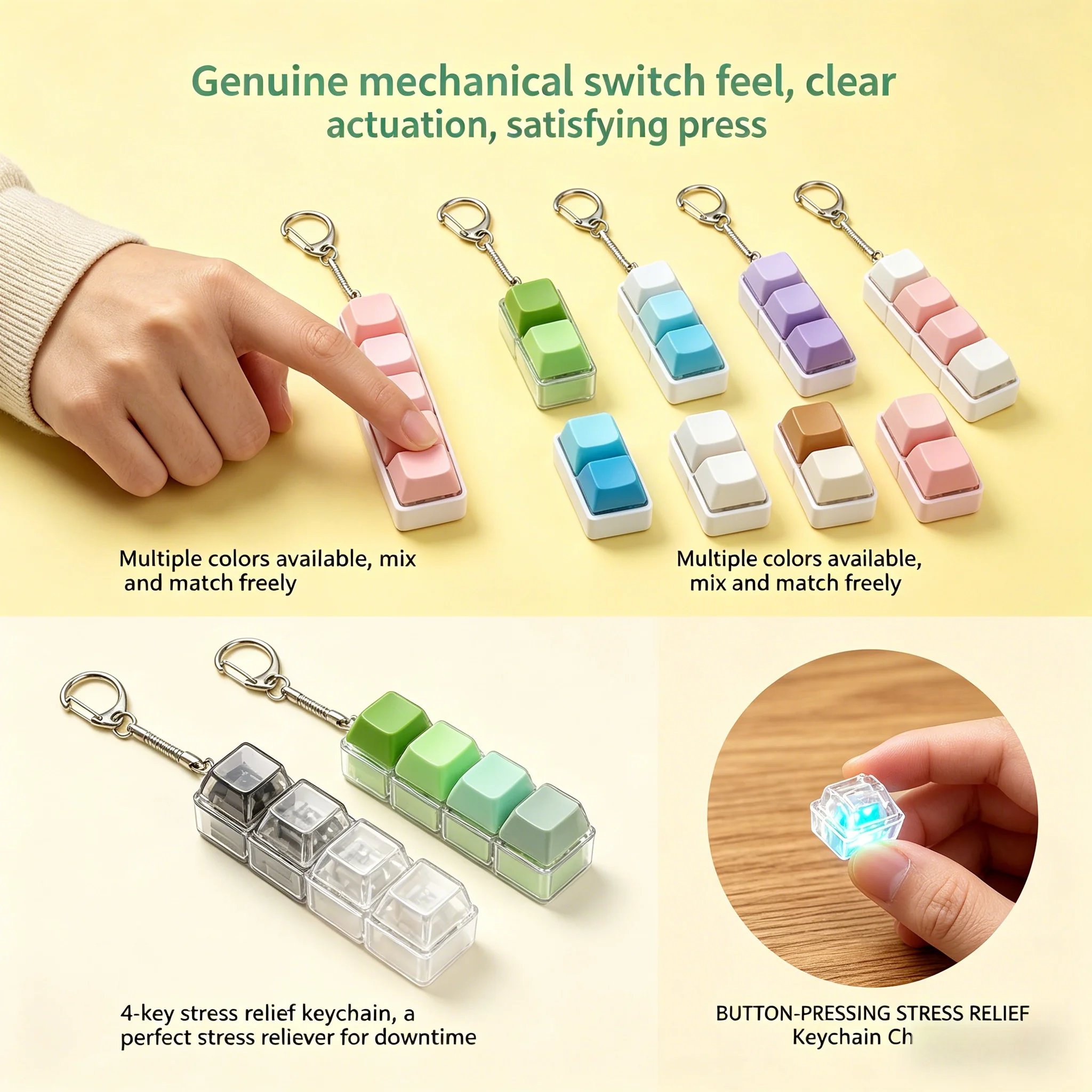 Decompression 4 Keyboard Key Toy For Adults Antistress Toys Boys Girls Anti Stress Finger Keyboard Games Keychain ﻿Gift ﻿ thumbnail 3