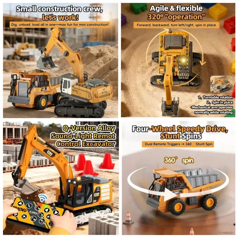 1:64 RC Mini Alloy Car Forklift Crane Excavator Tabletop Game 2.4G_Hz Remote Control Engineering Lift Truck Children's Toys Gift thumbnail 4