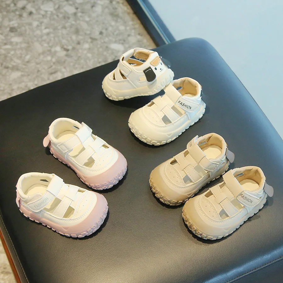 2026 Solid Baby Girls Boys Casual Shoes PU Leather Toddler Kids Sandals Sneakers Hollow Out Breathable Children First Walk Shoes