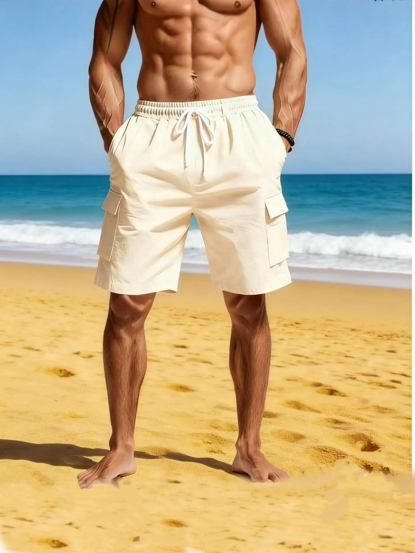 2025 summer fashion brand men's sports casual shorts loose cargo big pocket quick dry American large size five quarter pants men thumbnail 4