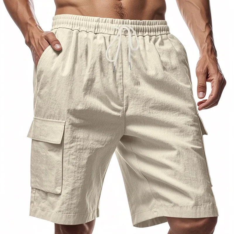 2025 summer fashion brand men's sports casual shorts loose cargo big pocket quick dry American large size five quarter pants men thumbnail 2
