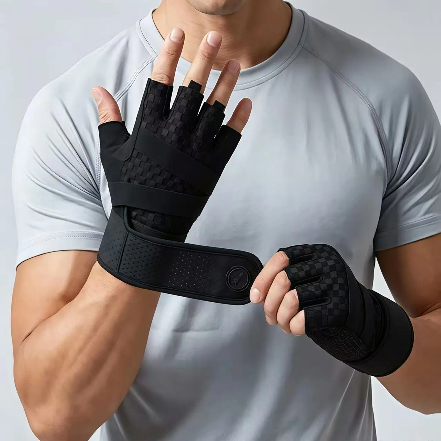 MOREOK Weight Lifting Gloves Breathable Anti-slip Strength Training Exercise Workout Fitness Gym Gloves for Pull-ups