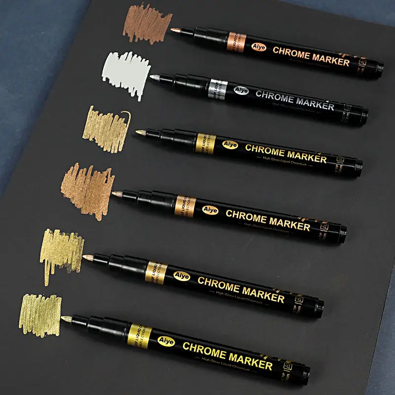 0.7mm 6 Colors Mirror Marker Pen DIY Reflective Paint Pens Chrome Markers Gold Silvery Copper Model Painting Repainting thumbnail 5