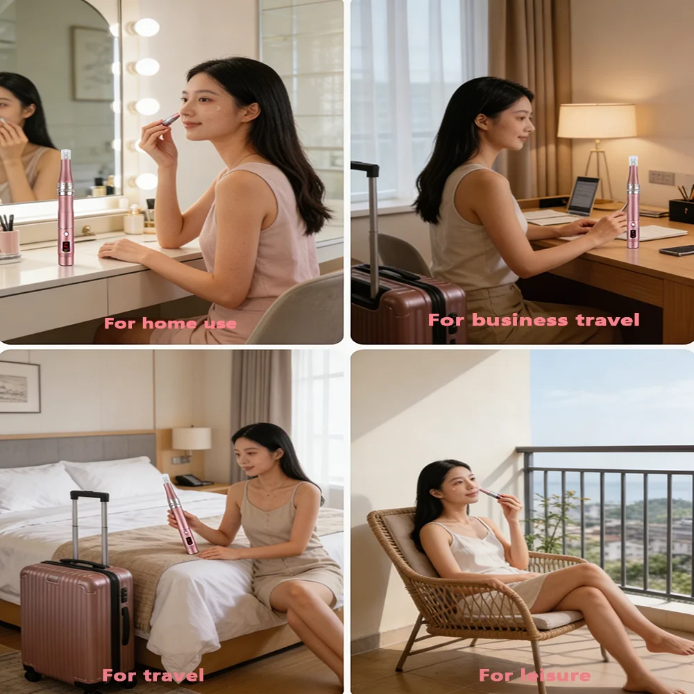 Rechargeable Portable Electric Facial Massager Lightweight with 4 Replacement Heads for Face Neck Skin Care Beauty Tool thumbnail 5