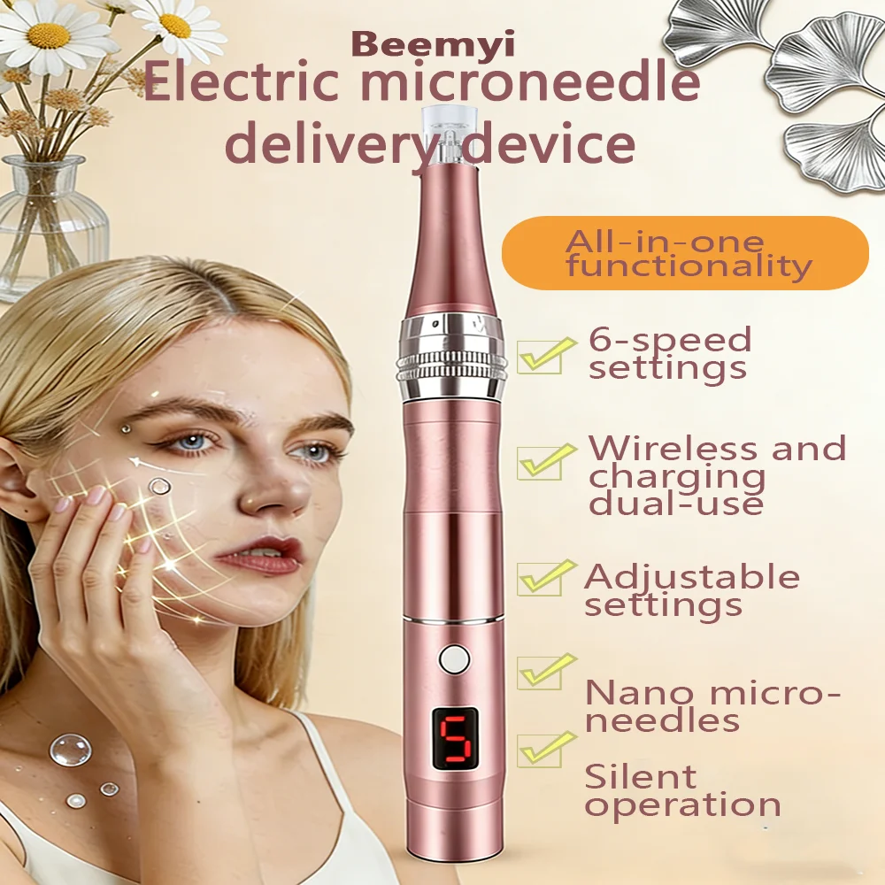 Rechargeable Portable Electric Facial Massager Lightweight with 4 Replacement Heads for Face Neck Skin Care Beauty Tool