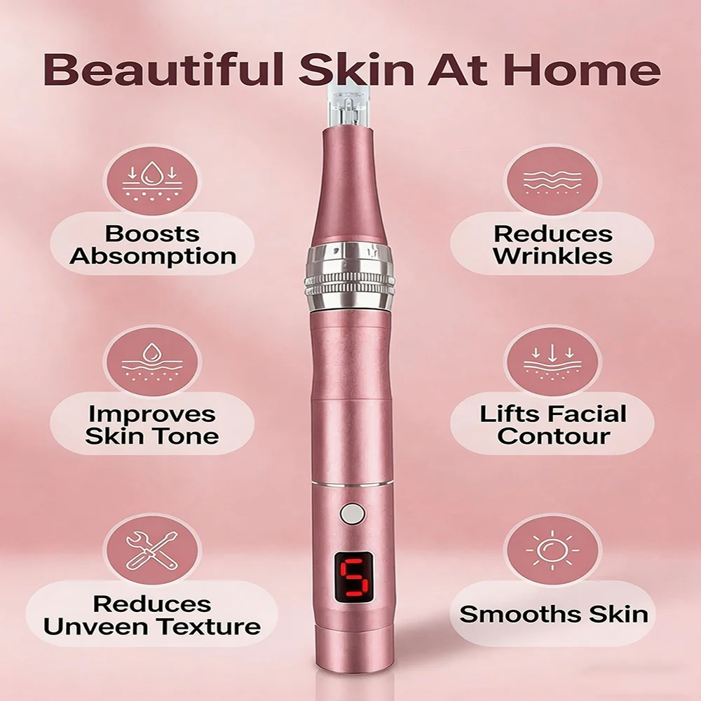 Rechargeable Portable Electric Facial Massager Lightweight with 4 Replacement Heads for Face Neck Skin Care Beauty Tool thumbnail 2