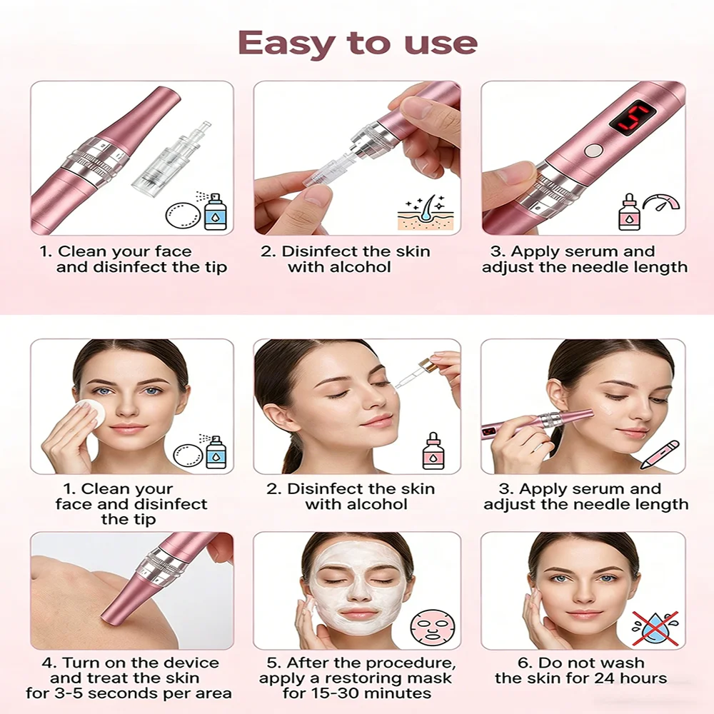 Rechargeable Portable Electric Facial Massager Lightweight with 4 Replacement Heads for Face Neck Skin Care Beauty Tool thumbnail 3