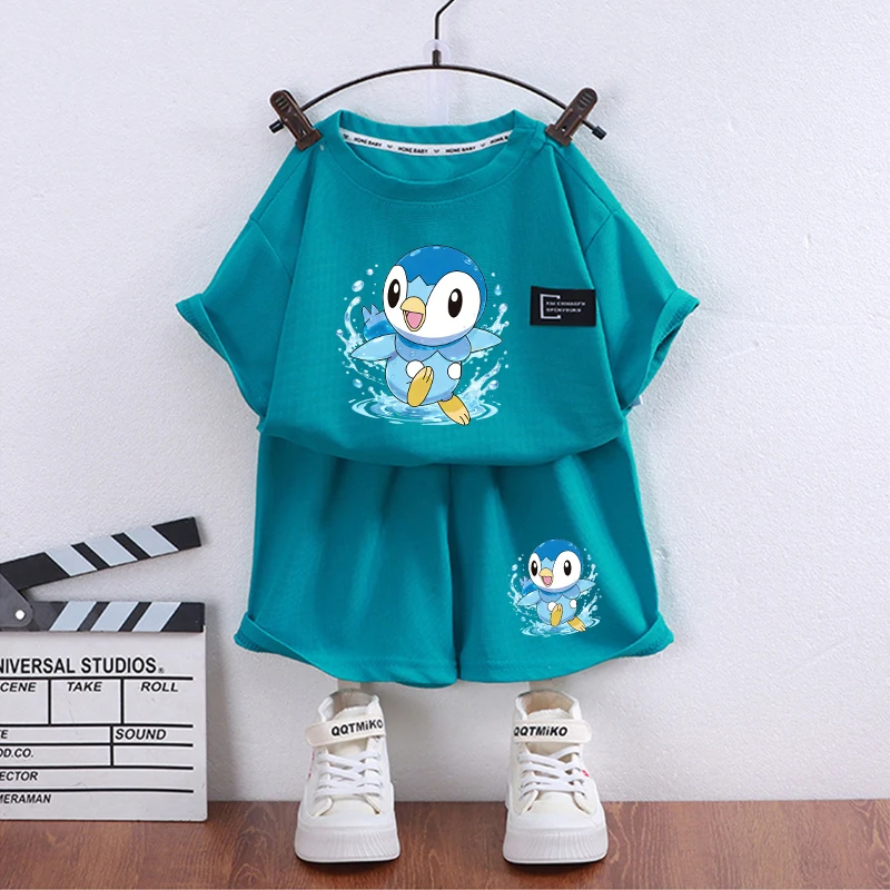Cute Pikachu Eevee Gengar Kids Clothes Set Pokemons Jigglypuff Summer Girl Boy Tracksuit Suit T Shirt Shorts 2pcs Child Outfit thumbnail 4