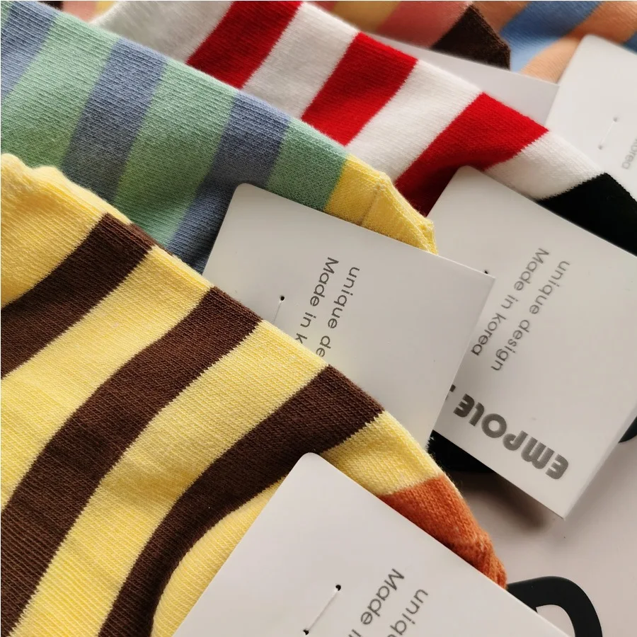 Vintage Striped Socks, Soft Cotton Anti-slip Low Cut Socks, Harajuku Style Casual No Show Socks, Breathable Colorful Ankle Socks thumbnail 3