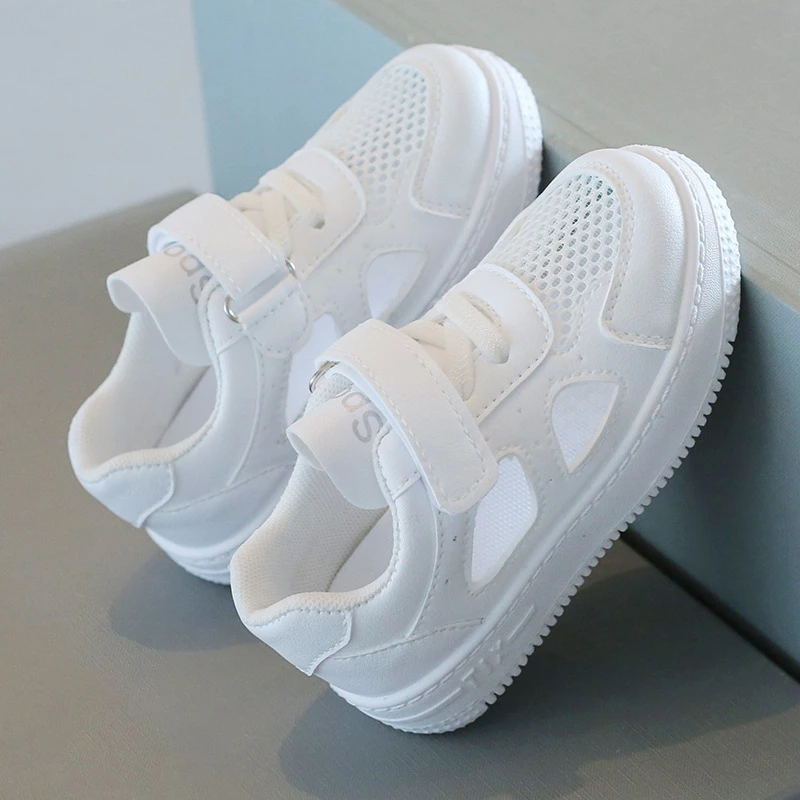 Kids White Sneakers 2026 Summer Breathable Mesh Shoes For Boys Girls Hollow Out Casual Board Shoes Soft Sole Toddler Shoes