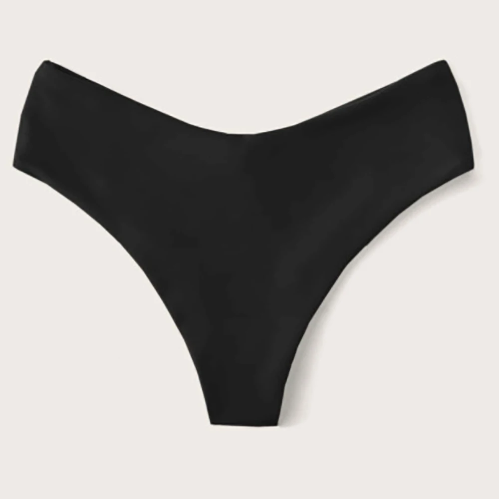 Sexy Solid Color V Cheeky Bikini Bottoms Women Triangle Thong High Waist Beach Swimwear Shorts Bathing Suit Brazilian Biquinis thumbnail 3