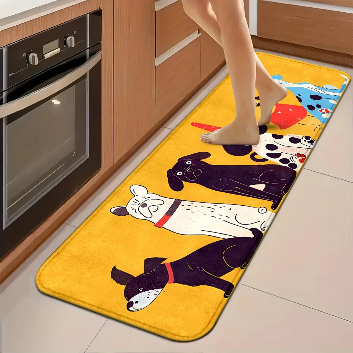 VIKAMA Fun Dog Kitchen Floor Mat Anti-Fouling Easy-To-Clean Floor Mat Dining Aisle Carpet Entrance Door Mat Home Decor thumbnail 3