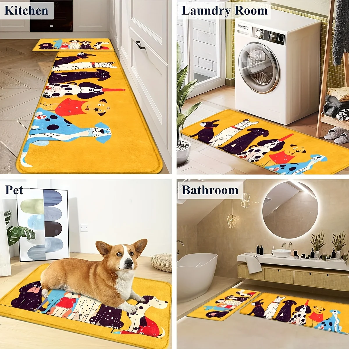VIKAMA Fun Dog Kitchen Floor Mat Anti-Fouling Easy-To-Clean Floor Mat Dining Aisle Carpet Entrance Door Mat Home Decor thumbnail 5