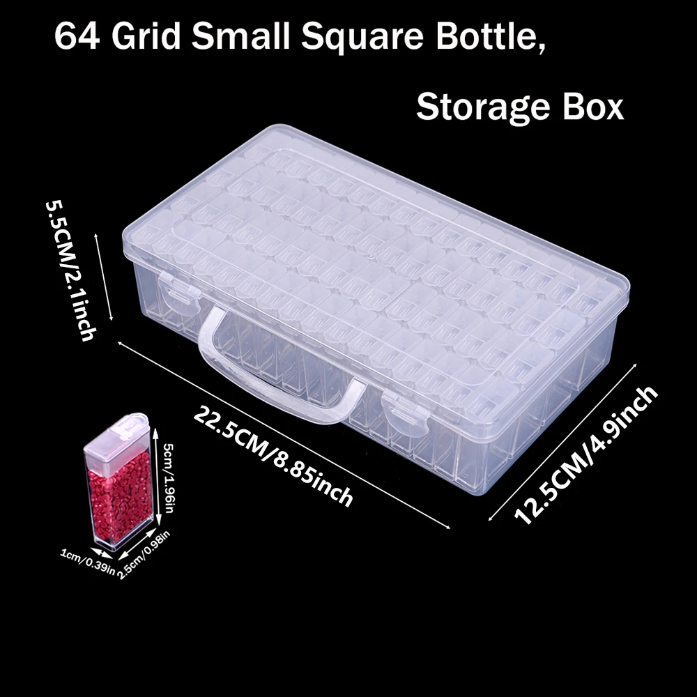 64/60 Grid Diamond Painting Storage Containers - Portable Transparent Diamond Art Storage with Adjustable Dividers & Sticker Lab thumbnail 2