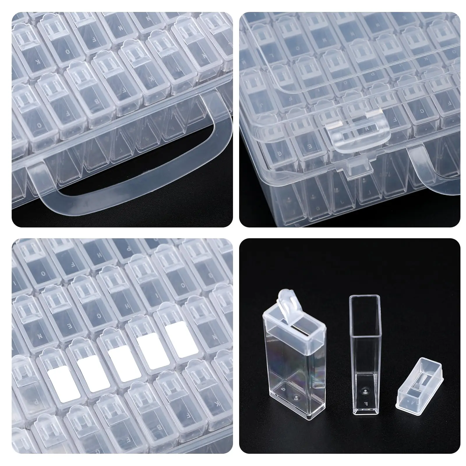 64/60 Grid Diamond Painting Storage Containers - Portable Transparent Diamond Art Storage with Adjustable Dividers & Sticker Lab thumbnail 6