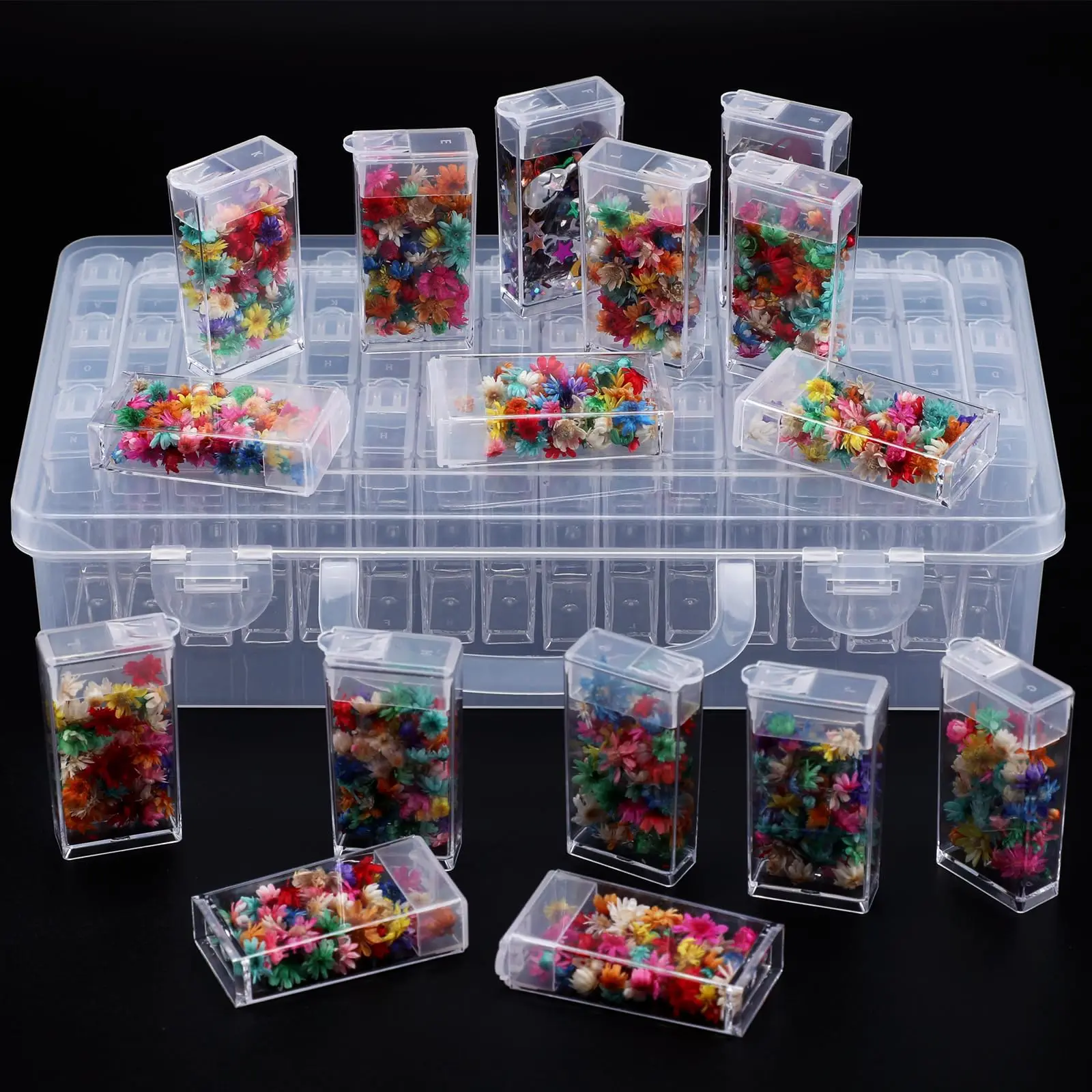 64/60 Grid Diamond Painting Storage Containers - Portable Transparent Diamond Art Storage with Adjustable Dividers & Sticker Lab thumbnail 5