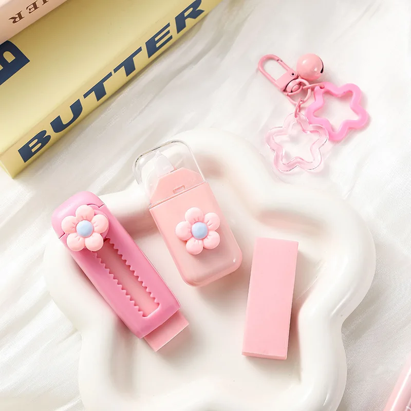 7Pcs Kawaii Flower Stationery Set, Cute Correction Tape, Eraser & Gel Pen Kit for Back to School Gifts thumbnail 4